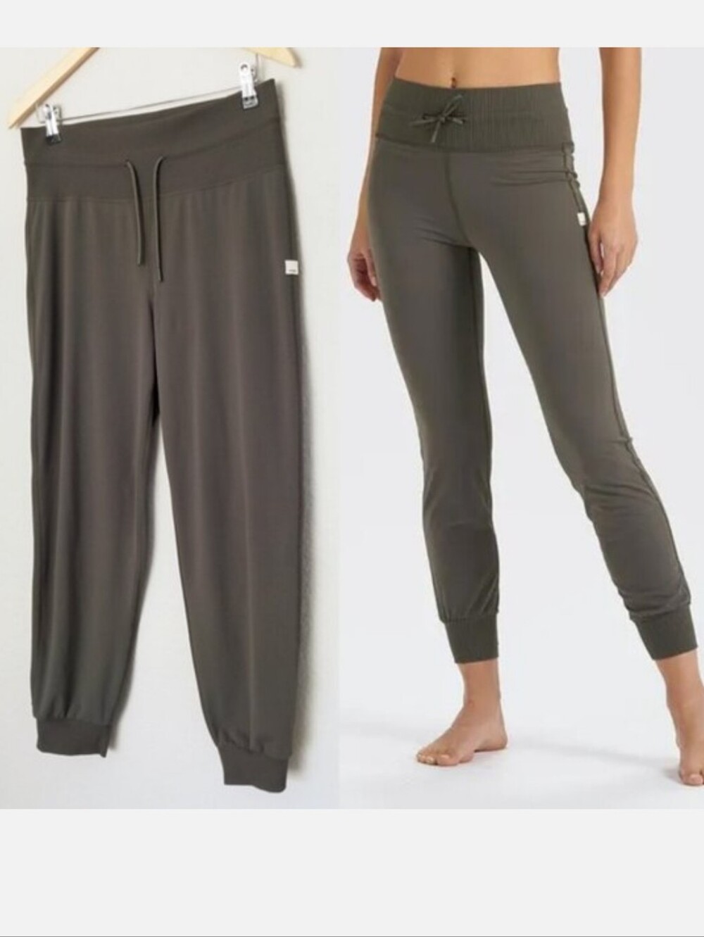 Vuori Olive Green High-Rise Drawstring Joggers